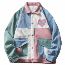 Kidcore Streetwear Patchwork Heart Jacket 1