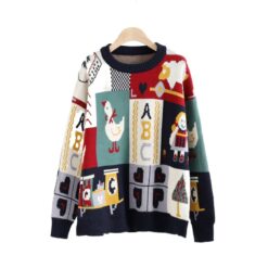 Cartoonish Duck Art Embroidery Knitted Sweater