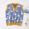 Cartoonish Duck Embroidery Knitted Vest Sweater