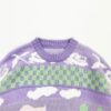 Cartoonish Duck Walking Embroidery Knitted Sweater