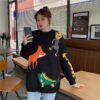Cartoonish Fox Monkey Embroidery Knitted Sweater