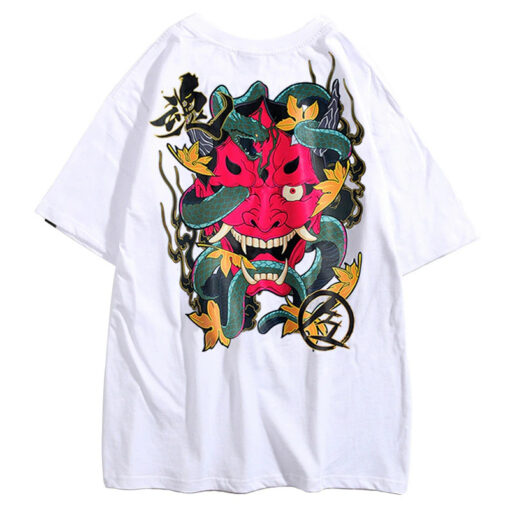 Japan Snake Ghost Kabuki Mask T-Shirt 3