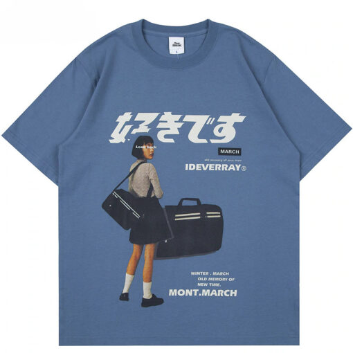 Harajuku Kanji Girl Print T-Shirt 1