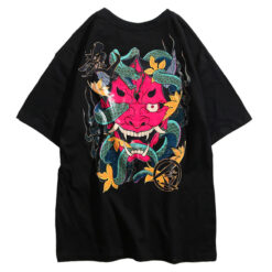 Japan Snake Ghost Kabuki Mask T-Shirt 1