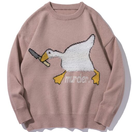 Fighting Goose Pattern Knitted Sweater