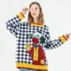 Patchwork Plaid Clown Knitted Sweater