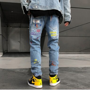 Weirdcore Emoji Graffiti Streetwear Ripped Holes Jean